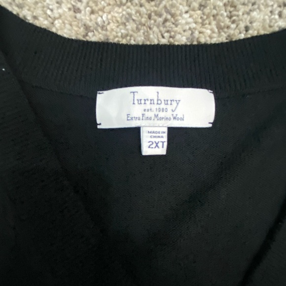 Men's 2XT Black Sweater Vest Extra Fine Merino Wool Turnbury Sleeveless V-Neck - Picture 4 of 11